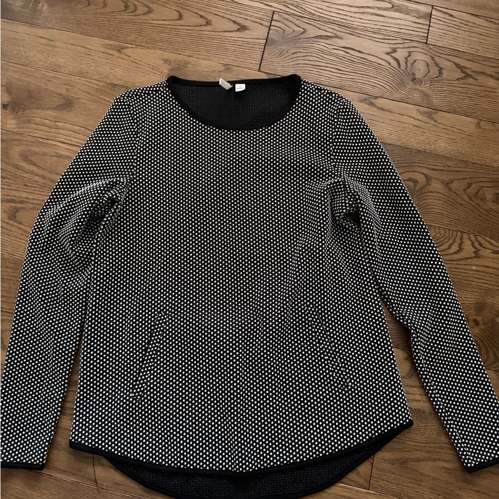 Elle Black and White Dotted Long Sleeve Top